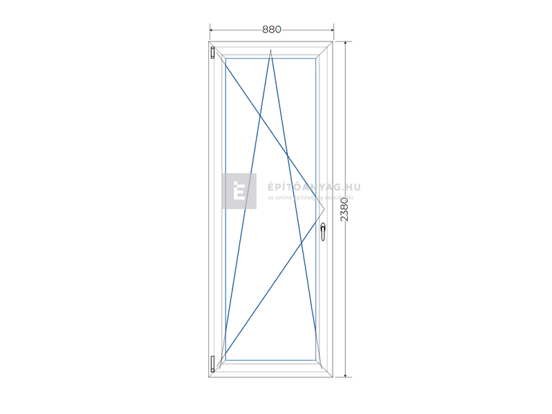 Königablak Veka 70 AD 2r üv BNY 90x240 cm bal fehér erkélyajtó