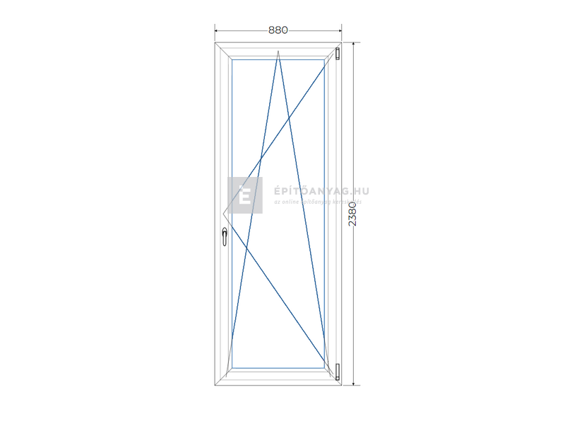 Königablak Veka 70 AD 2r üv BNY 90x240 cm jobb fehér erkélyajtó