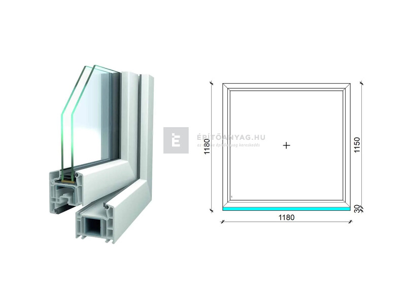 Königablak Veka 70 AD 2r üv FIX 120x120 cm fehér ablak