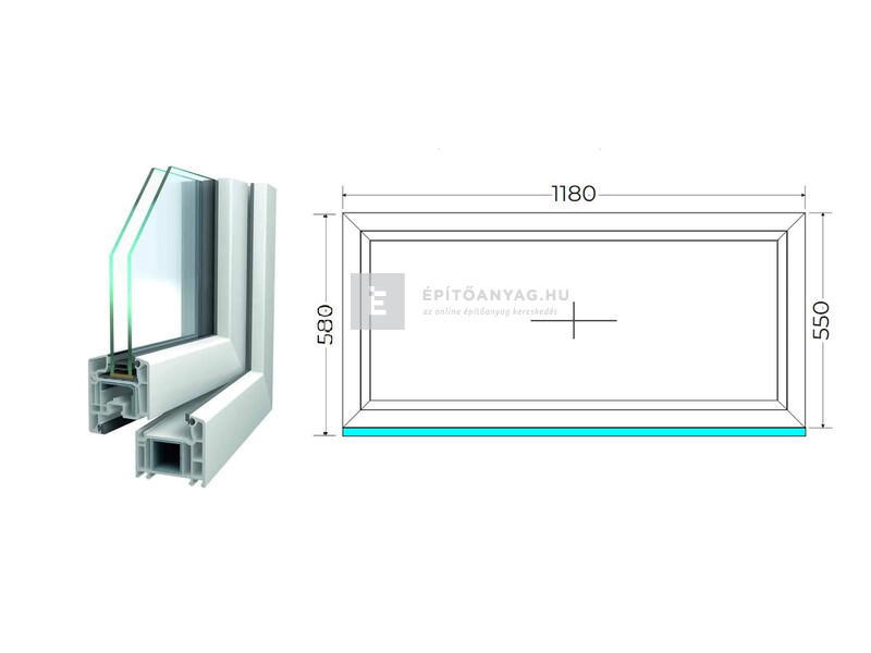 Königablak Veka 70 AD 2r üv FIX 120x60 cm fehér ablak