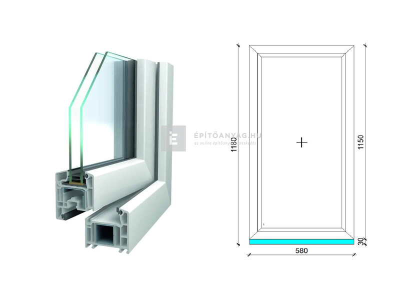 Königablak Veka 70 AD 2r üv FIX 60x120 cm fehér ablak