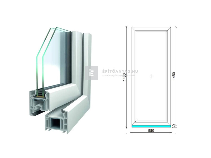 Königablak Veka 70 AD 2r üv FIX 60x150 cm fehér ablak