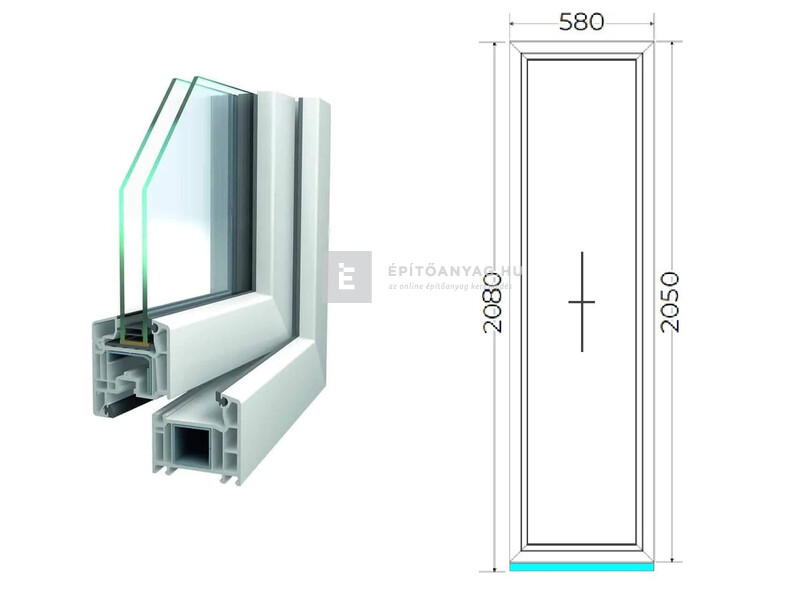 Königablak Veka 70 AD 2r üv FIX 60x210 cm fehér ablak