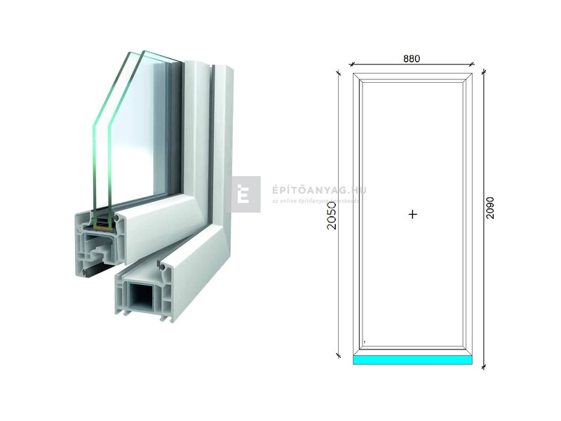 Königablak Veka 70 AD 2r üv FIX 90x210 cm fehér ablak
