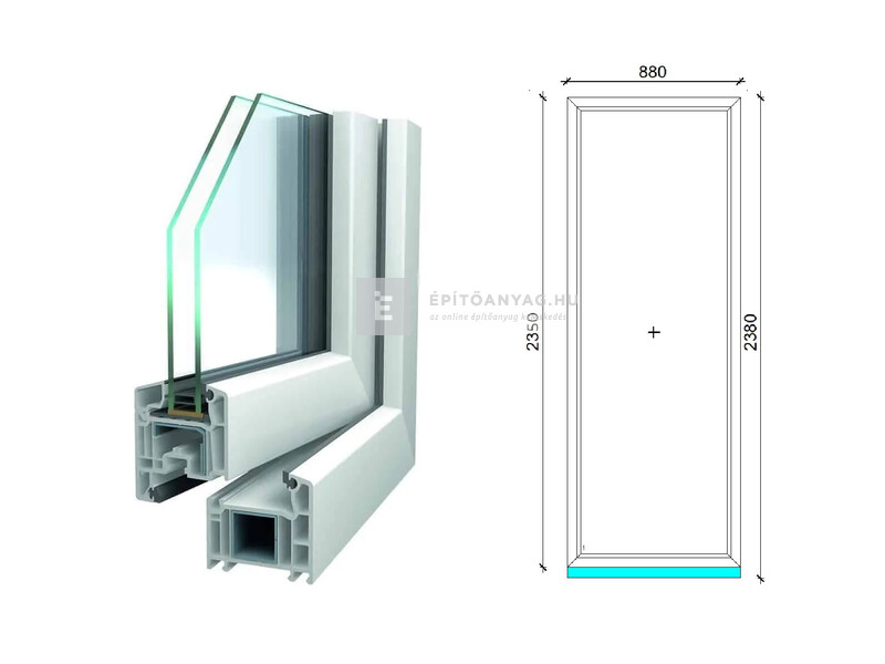 Königablak Veka 70 AD 2r üv FIX 90x240 cm fehér ablak