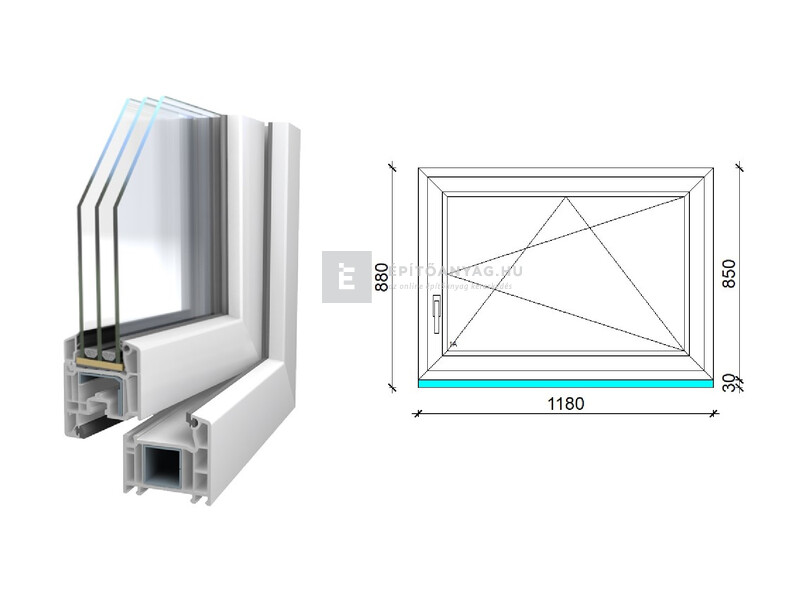 Königablak Veka 70 AD 3r üv BNY 120x90 cm jobb fehér ablak