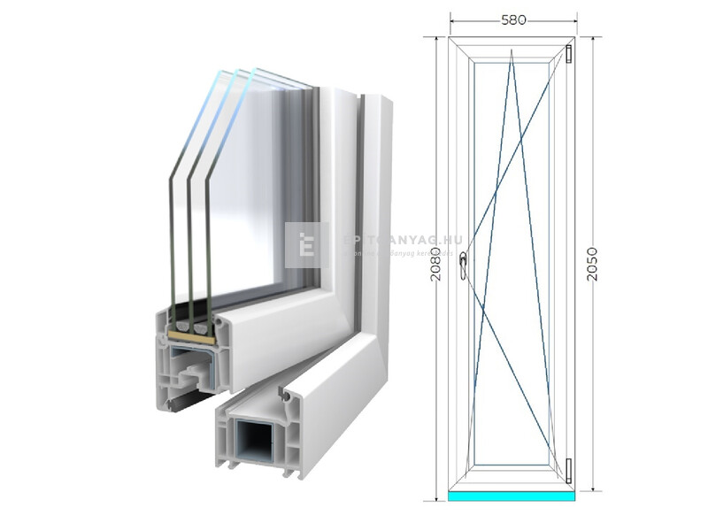 Königablak Veka 70 AD 3r üv BNY 60x210 cm jobb fehér ablak