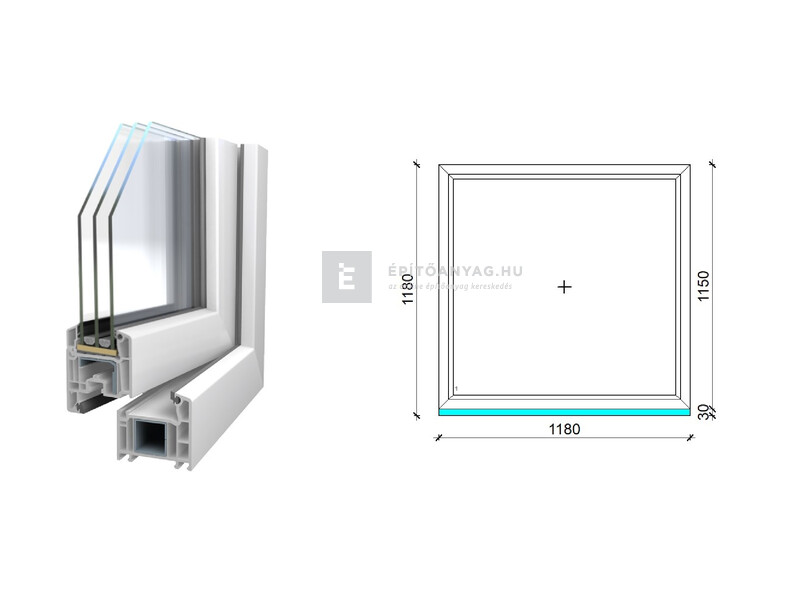 Königablak Veka 70 AD 3r üv FIX 120x120 cm fehér ablak