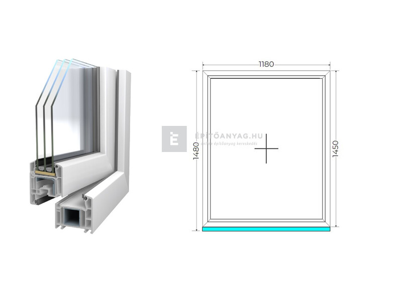 Königablak Veka 70 AD 3r üv FIX 120x150 cm fehér ablak