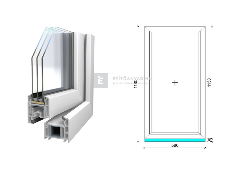 Königablak Veka 70 AD 3r üv FIX 60x120 cm fehér ablak