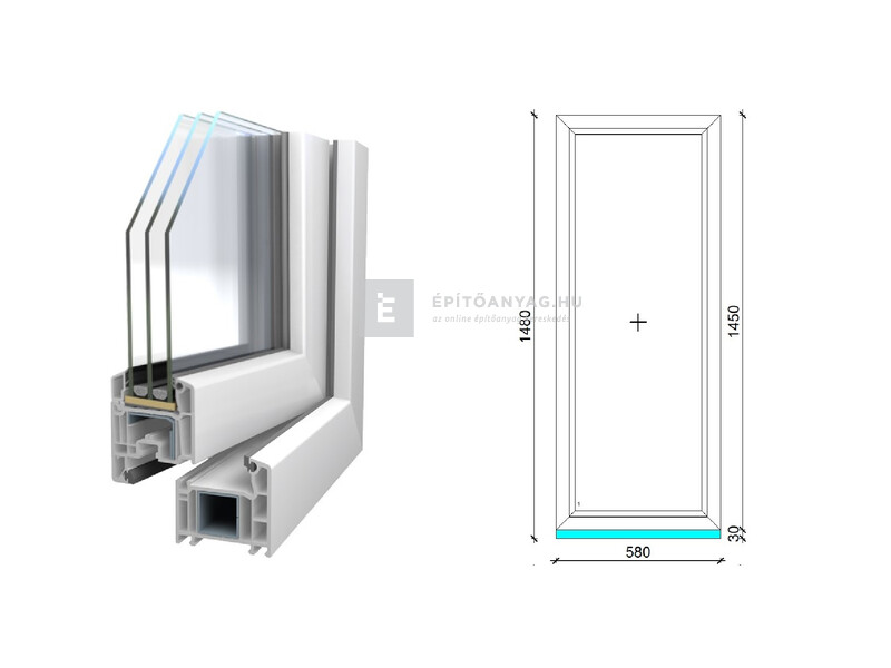 Königablak Veka 70 AD 3r üv FIX 60x150 cm fehér ablak