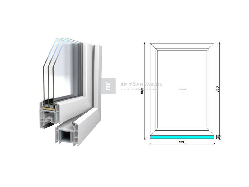 Königablak Veka 70 AD 3r üv FIX 60x90 cm fehér ablak
