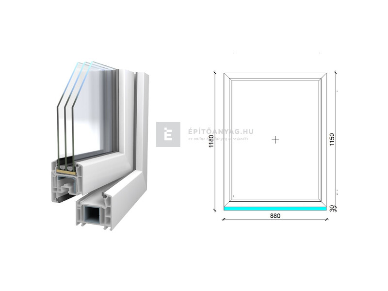 Königablak Veka 70 AD 3r üv FIX 90x120 cm fehér ablak