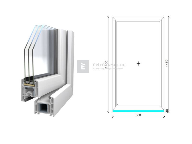 Königablak Veka 70 AD 3r üv FIX 90x150 cm fehér ablak