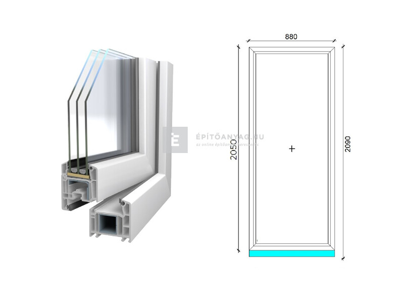 Königablak Veka 70 AD 3r üv FIX 90x210 cm fehér ablak