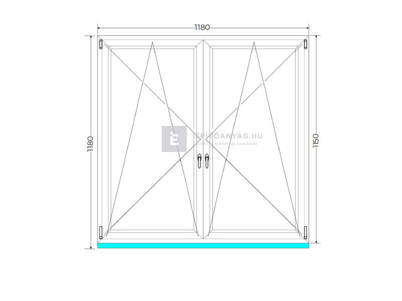 Königablak Veka 70 AD 2r üv BNY-BNY 120x120 cm fehér kétszárnyú tokosztott ablak