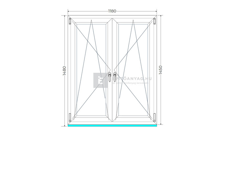 Königablak Veka 70 AD 2r üv BNY-BNY 120x150 cm fehér kétszárnyú tokosztott ablak