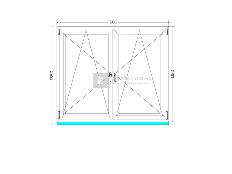 Königablak Veka 70 AD 2r üv BNY-BNY 160x140 cm fehér kétszárnyú tokosztott ablak