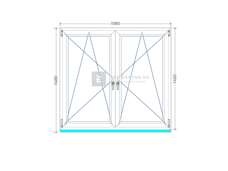 Königablak Veka 70 AD 2r üv BNY-BNY 160x150 cm fehér kétszárnyú tokosztott ablak