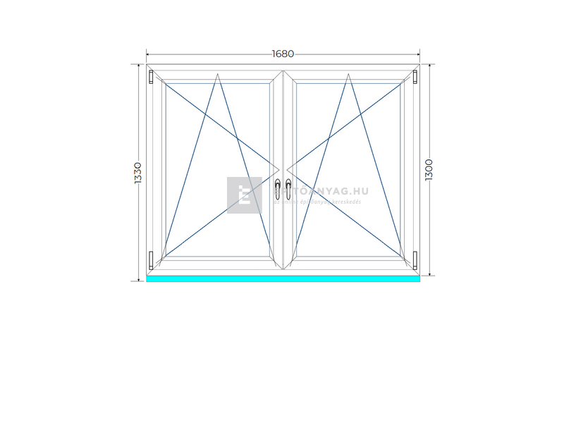 Königablak Veka 70 AD 2r üv BNY-BNY 170x135 cm fehér kétszárnyú tokosztott ablak