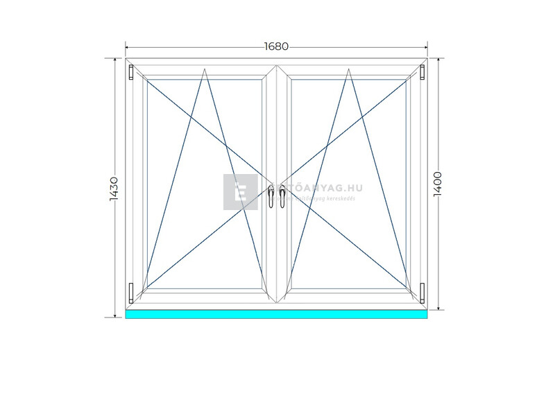 Königablak Veka 70 AD 2r üv BNY-BNY 170x145 cm fehér kétszárnyú tokosztott ablak