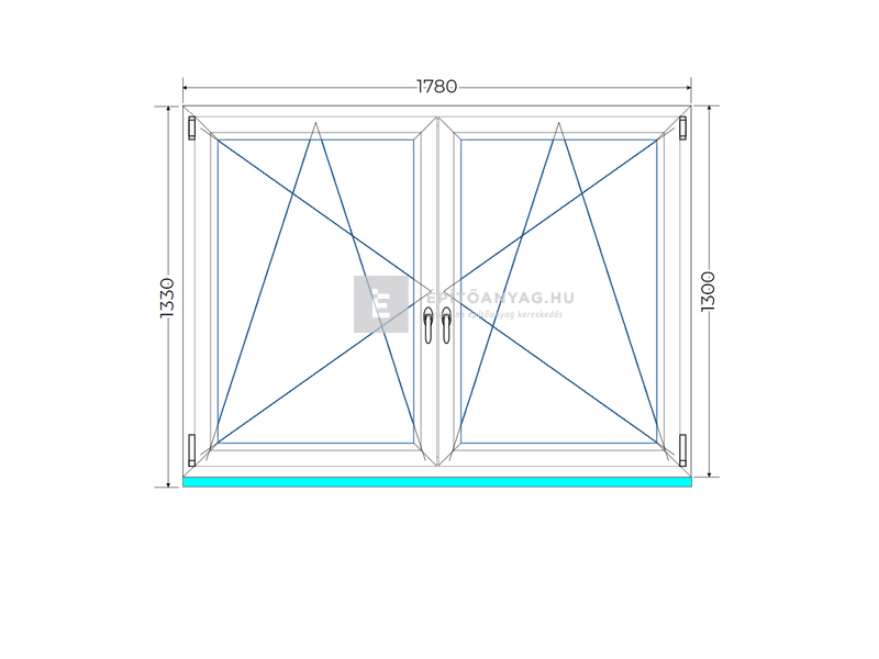 Königablak Veka 70 AD 2r üv BNY-BNY 180x135 cm fehér kétszárnyú tokosztott ablak