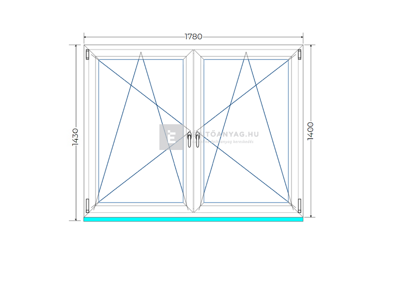 Königablak Veka 70 AD 2r üv BNY-BNY 180x145 cm fehér kétszárnyú tokosztott ablak