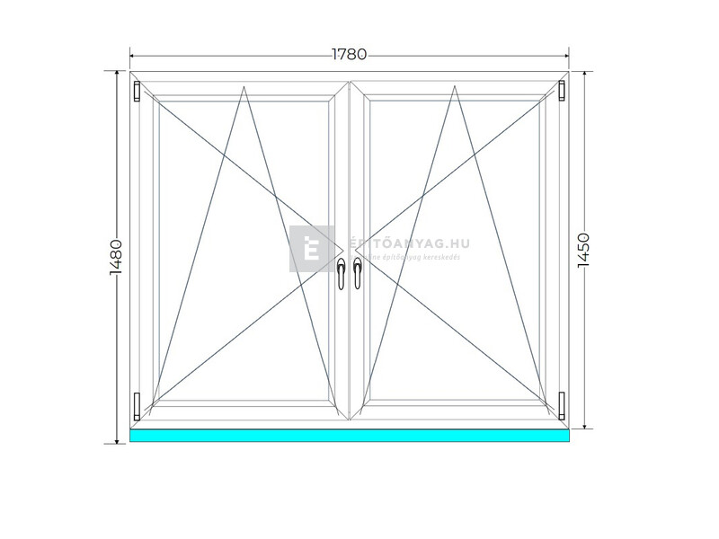 Königablak Veka 70 AD 2r üv BNY-BNY 180x150 cm fehér kétszárnyú tokosztott ablak