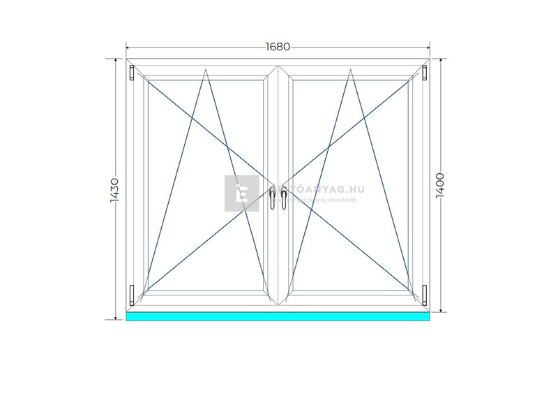 Königablak Veka 70 AD 3r üv BNY-BNY 170x145 cm fehér kétszárnyú tokosztott ablak