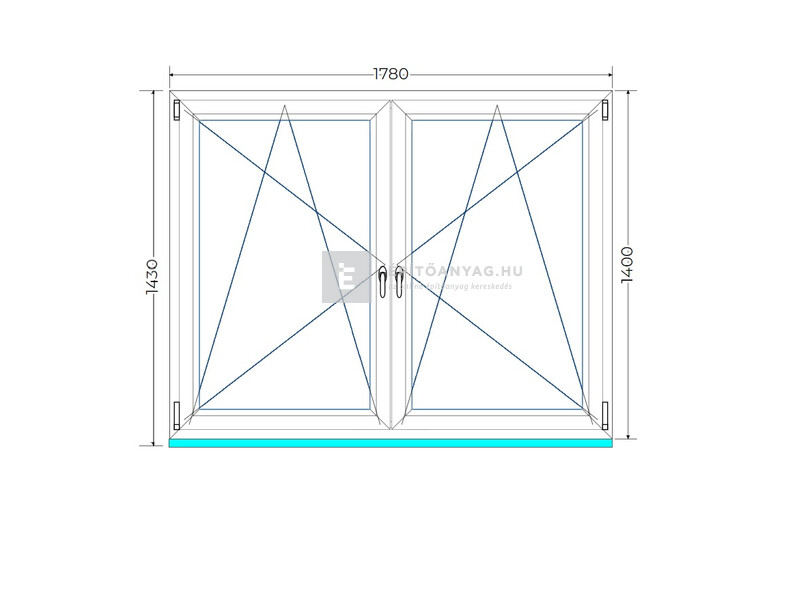 Königablak Veka 70 AD 3r üv BNY-BNY 180x145 cm fehér kétszárnyú tokosztott ablak