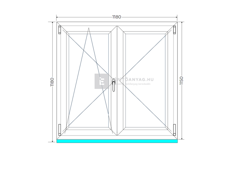 Königablak Veka 70 AD 2r üv NY-BNY 120x120 cm bal fehér kétszárnyú váltószárnyas ablak