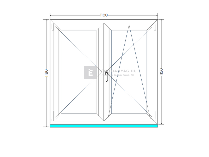 Königablak Veka 70 AD 2r üv NY-BNY 120x120 cm jobb fehér kétszárnyú váltószárnyas ablak