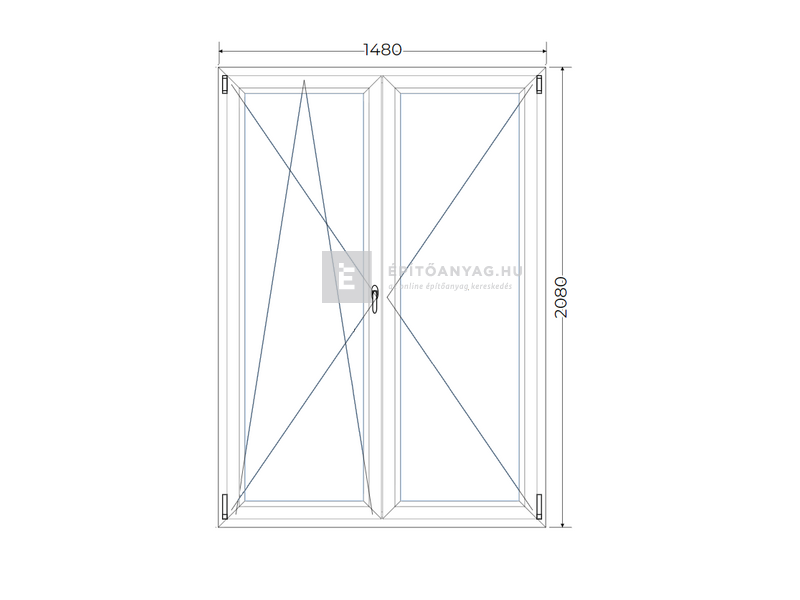 Königablak Veka 70 AD 2r üv NY-BNY 150x210 cm bal fehér kétszárnyú váltószárnyas erkélyajtó