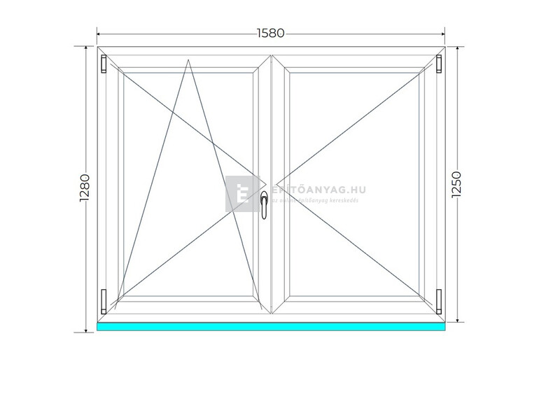 Königablak Veka 70 AD 2r üv NY-BNY 160x130 cm bal fehér kétszárnyú váltószárnyas ablak