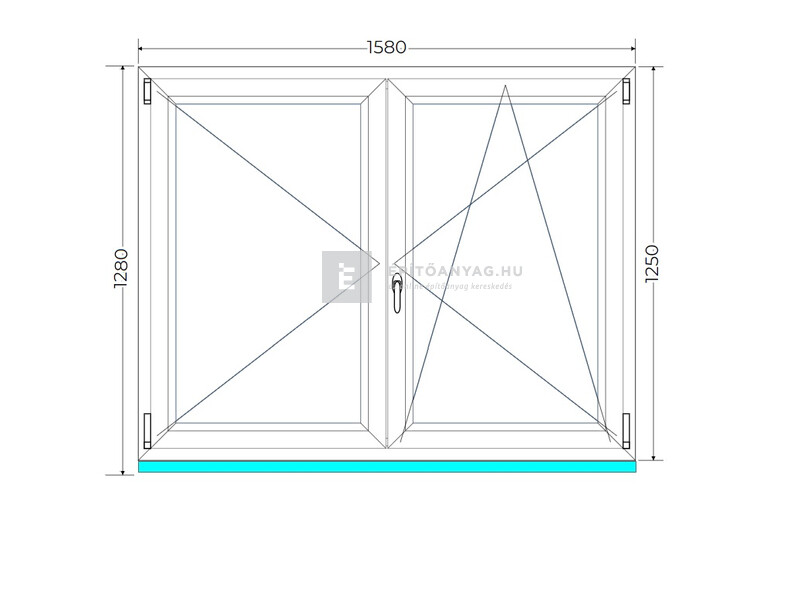 Königablak Veka 70 AD 2r üv NY-BNY 160x130 cm jobb fehér kétszárnyú váltószárnyas ablak