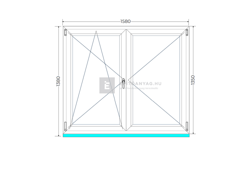 Königablak Veka 70 AD 2r üv NY-BNY 160x140 cm bal fehér kétszárnyú váltószárnyas ablak