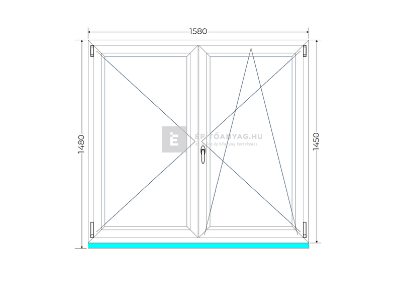 Königablak Veka 70 AD 2r üv NY-BNY 160x150 cm jobb fehér kétszárnyú váltószárnyas ablak