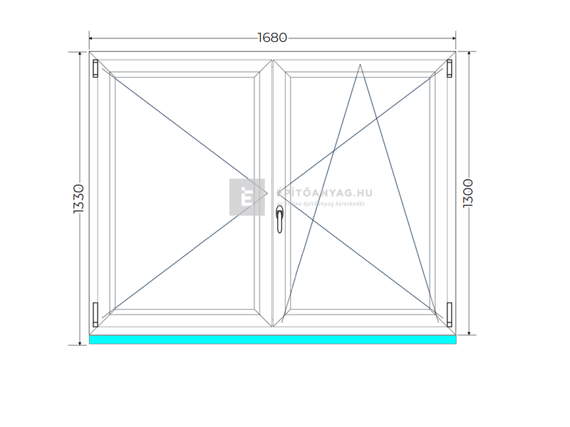 Königablak Veka 70 AD 2r üv NY-BNY 170x135 cm jobb fehér kétszárnyú váltószárnyas ablak