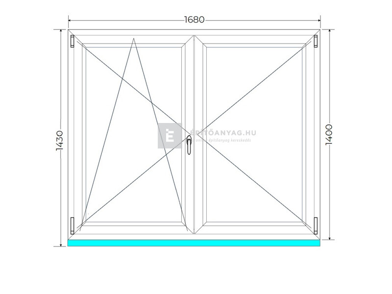 Königablak Veka 70 AD 2r üv NY-BNY 170x145 cm bal fehér kétszárnyú váltószárnyas ablak