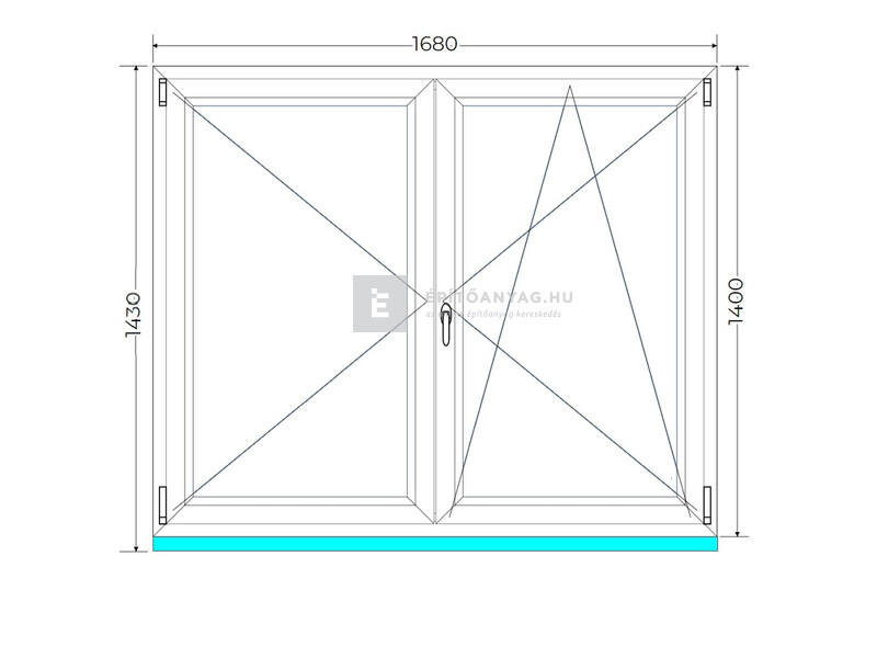 Königablak Veka 70 AD 2r üv NY-BNY 170x145 cm jobb fehér kétszárnyú váltószárnyas ablak