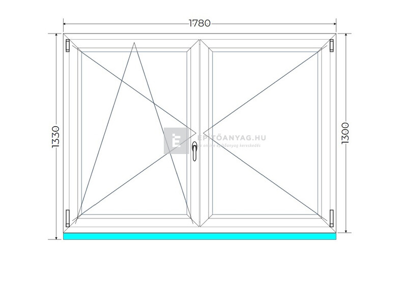 Königablak Veka 70 AD 2r üv NY-BNY 180x135 cm bal fehér kétszárnyú váltószárnyas ablak