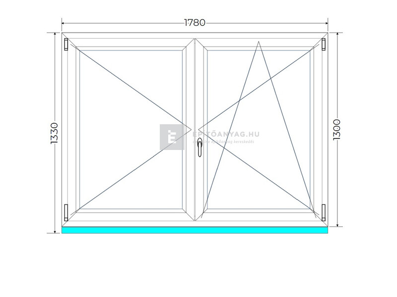 Königablak Veka 70 AD 2r üv NY-BNY 180x135 cm jobb fehér kétszárnyú váltószárnyas ablak