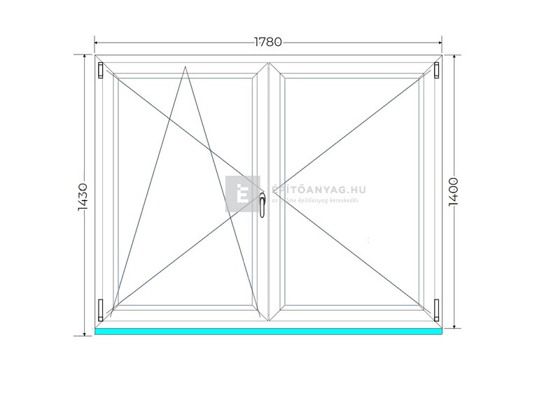 Königablak Veka 70 AD 2r üv NY-BNY 180x145 cm bal fehér kétszárnyú váltószárnyas ablak