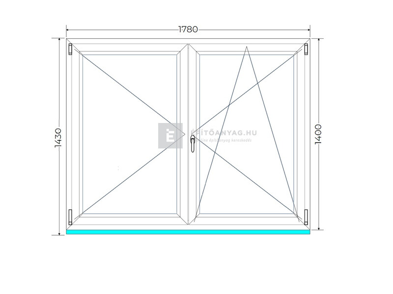 Königablak Veka 70 AD 2r üv NY-BNY 180x145 cm jobb fehér kétszárnyú váltószárnyas ablak