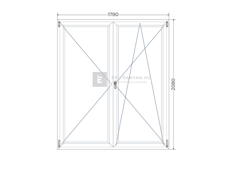 Königablak Veka 70 AD 2r üv NY-BNY 180x210 cm jobb fehér kétszárnyú váltószárnyas erkélyajtó