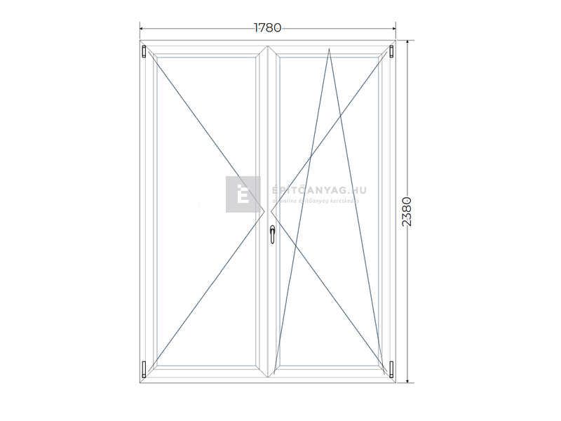 Königablak Veka 70 AD 2r üv NY-BNY 180x240 cm jobb fehér kétszárnyú váltószárnyas erkélyajtó