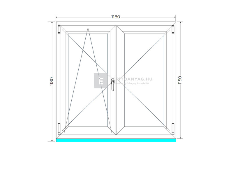 Königablak Veka 70 AD 3r üv NY-BNY 120x120 cm bal fehér kétszárnyú váltószárnyas ablak