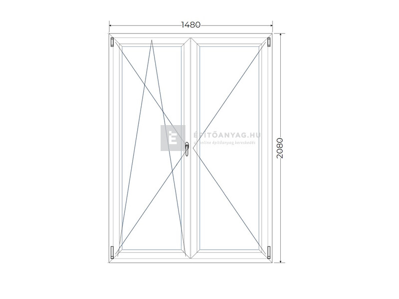 Königablak Veka 70 AD 3r üv NY-BNY 150x210 cm bal fehér kétszárnyú váltószárnyas erkélyajtó