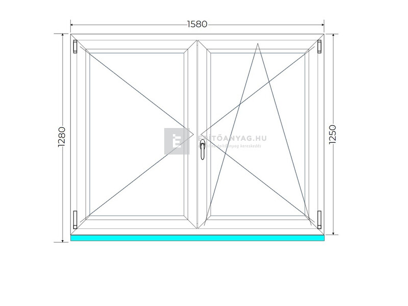 Königablak Veka 70 AD 3r üv NY-BNY 160x130 cm jobb fehér kétszárnyú váltószárnyas ablak