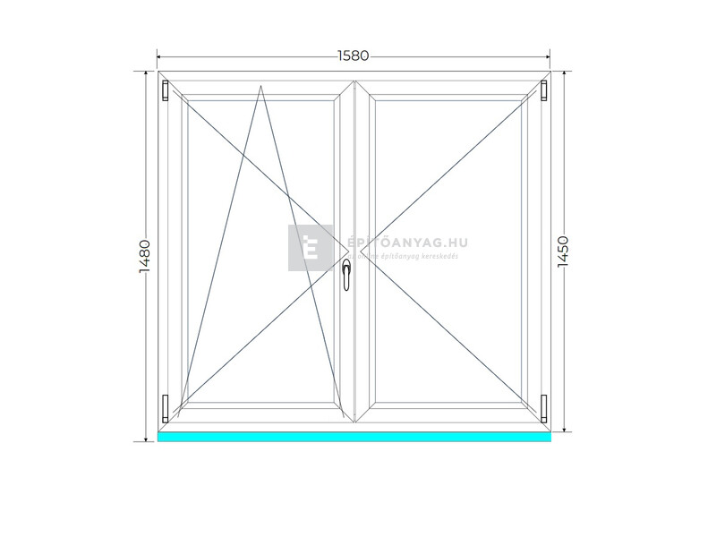 Königablak Veka 70 AD 3r üv NY-BNY 160x150 cm bal fehér kétszárnyú váltószárnyas ablak